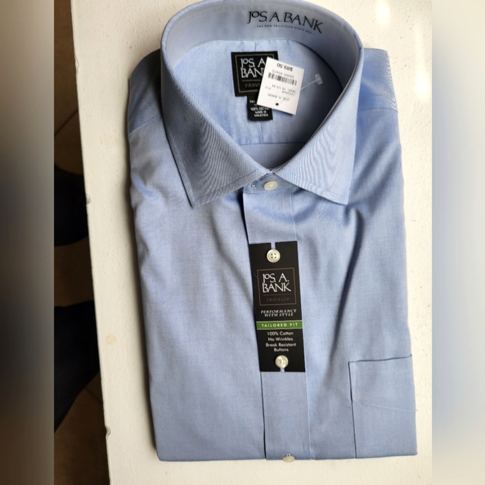 Jos. A. Bank Men's Dress Shirt Blue 16 1/2-34 New Tailored